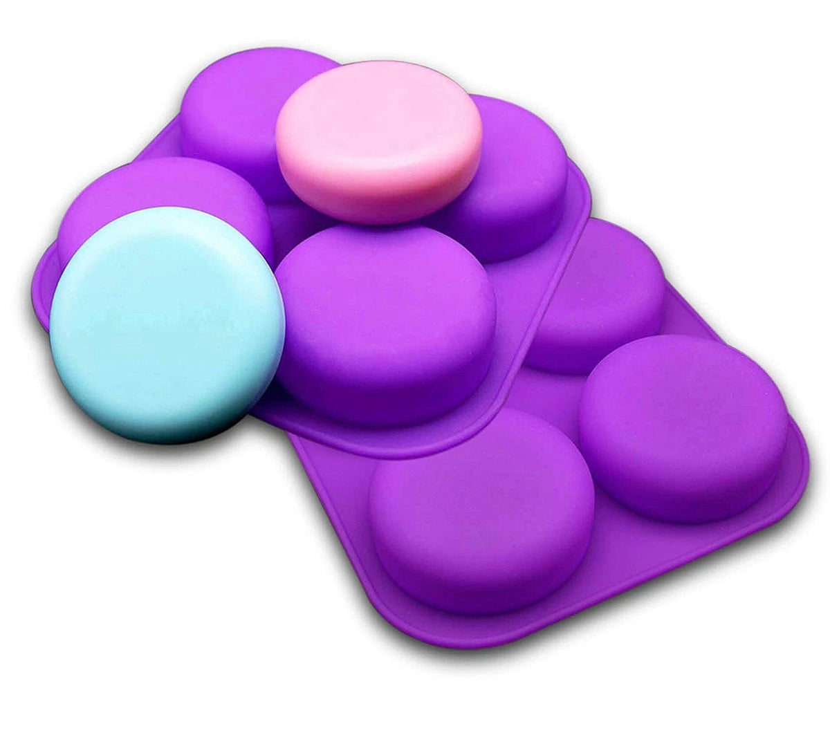 2 Pcs Glossy Silicone Molds 4 Cavity round Shaped Mold for Soap Making Supplies