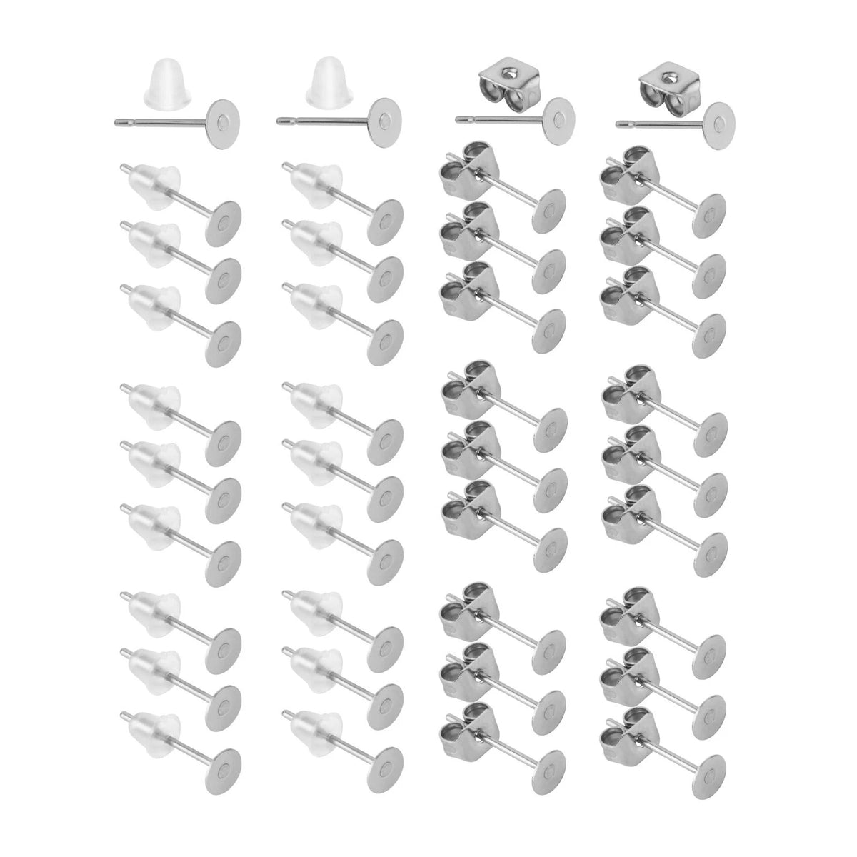 - Earring Posts, 300 pcs, Silver, Earring Studs for Jewelry Making, Earring Post