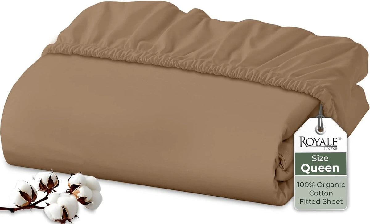 100% Organic Cotton Fitted Sheet - Percale Weave - Super Soft Deep Pocket Bottom