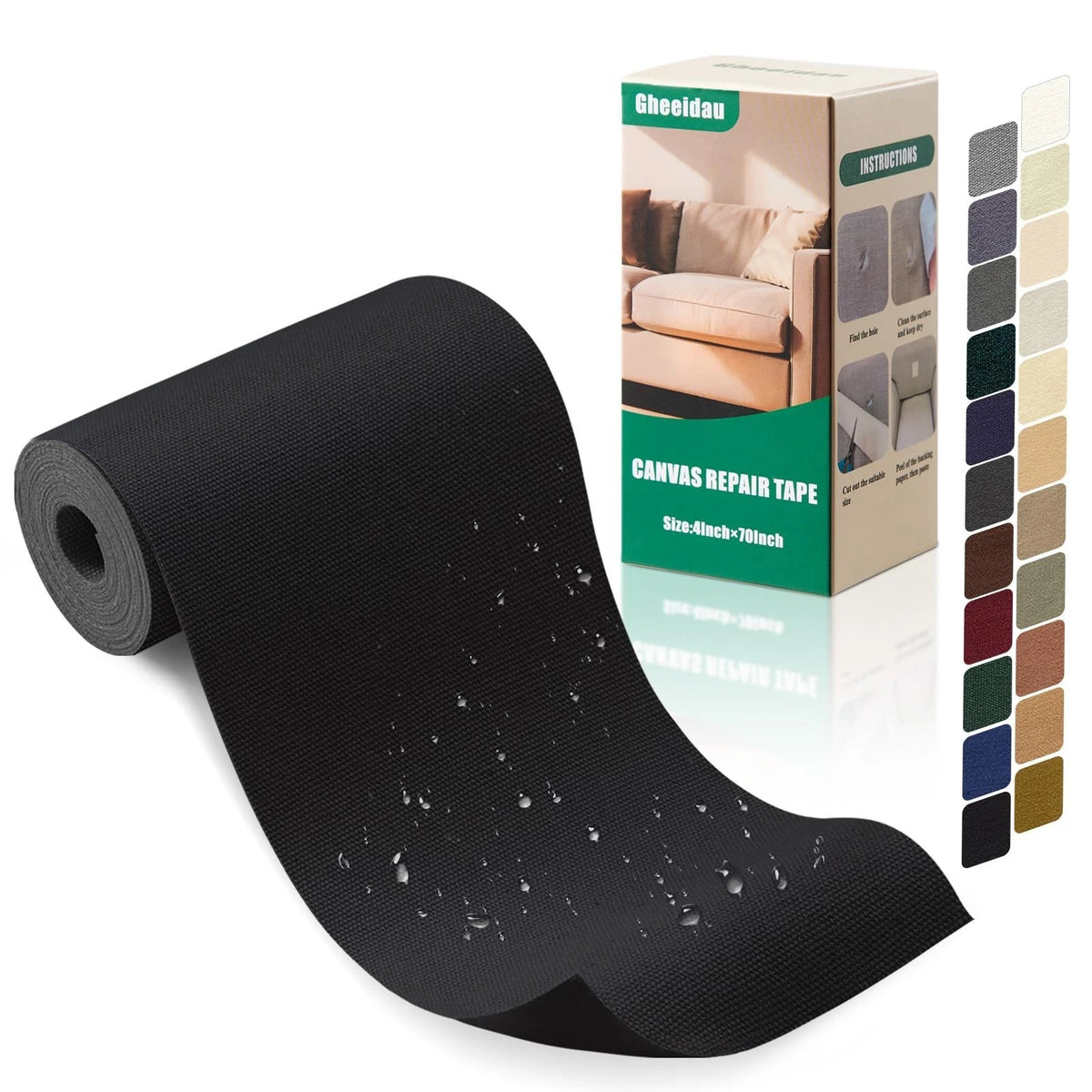 Canvas Repair Tape 4×70 Inch Waterproof Self-Adhesive Fabric Repair Patch for Re