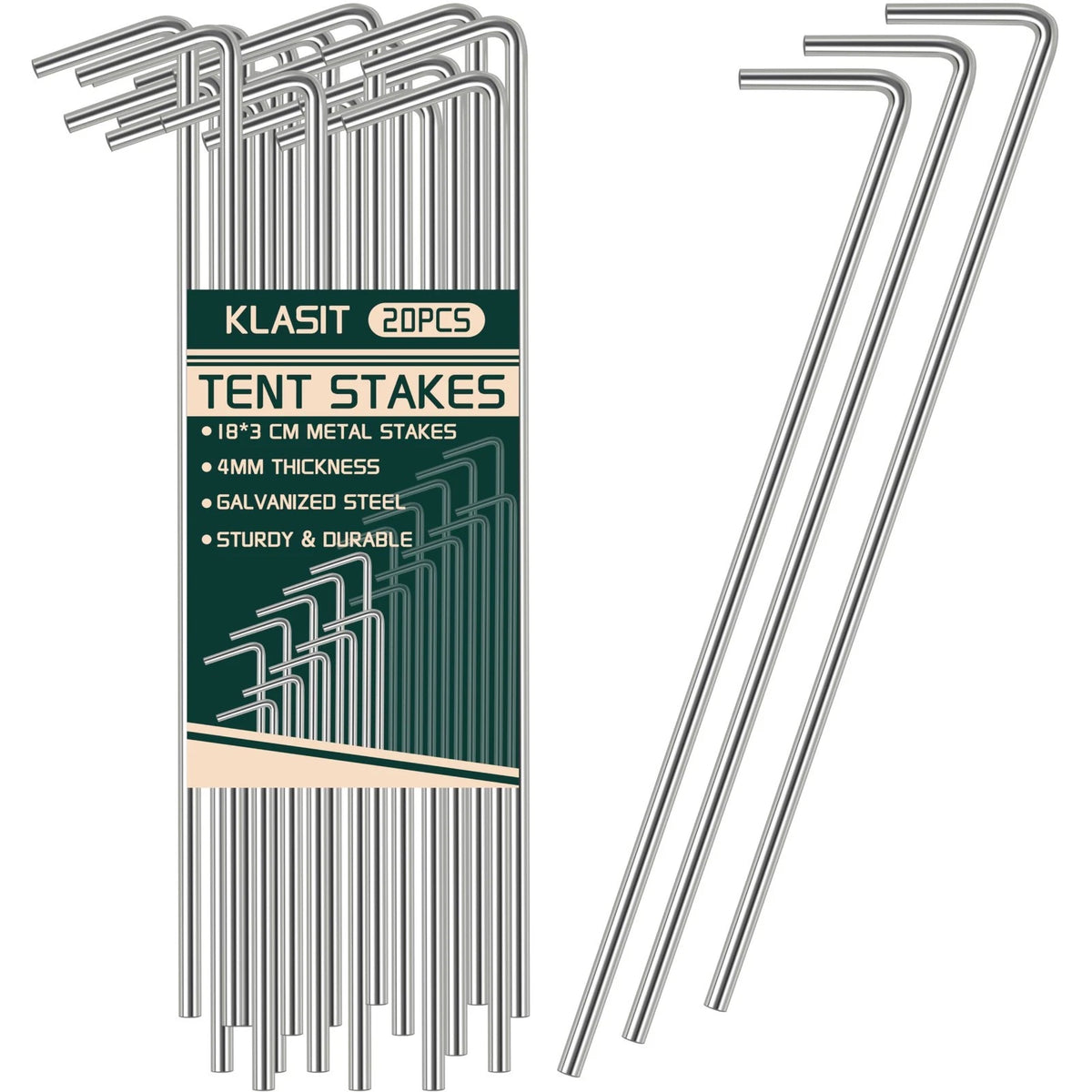 20 Pack Silver 7.1 Inch Heavy Duty Tent Stakes Ground Pegs