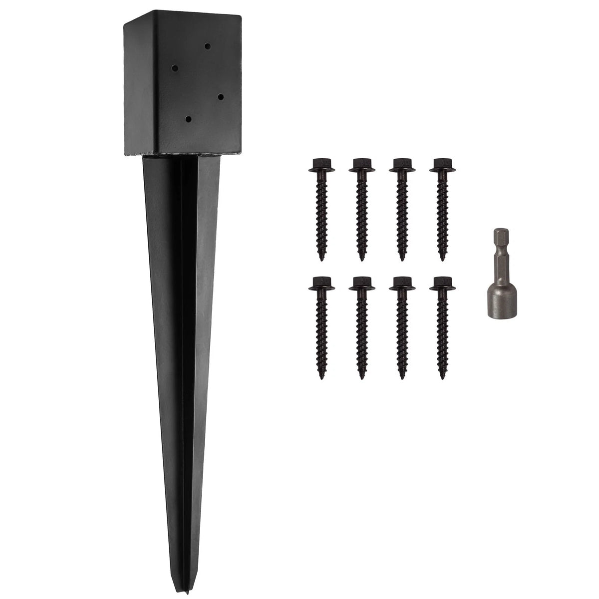4x4 Fence Post Anchor Ground Spike 24?Length Metal Black Powder Coated ?Mai...