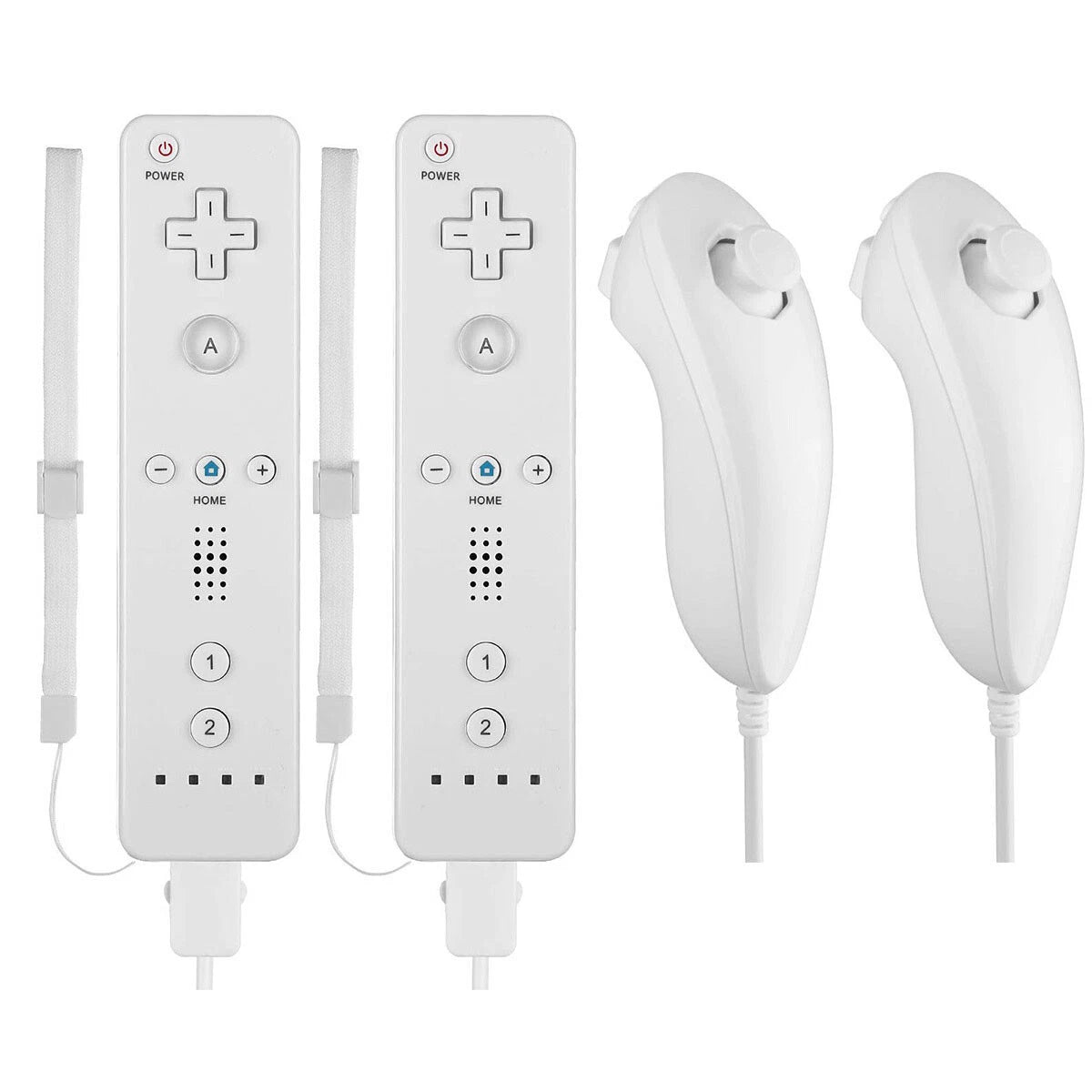 2X Remote Wiimote Nunchuck Controller Set Combo for Nintendo Wii U Game Console