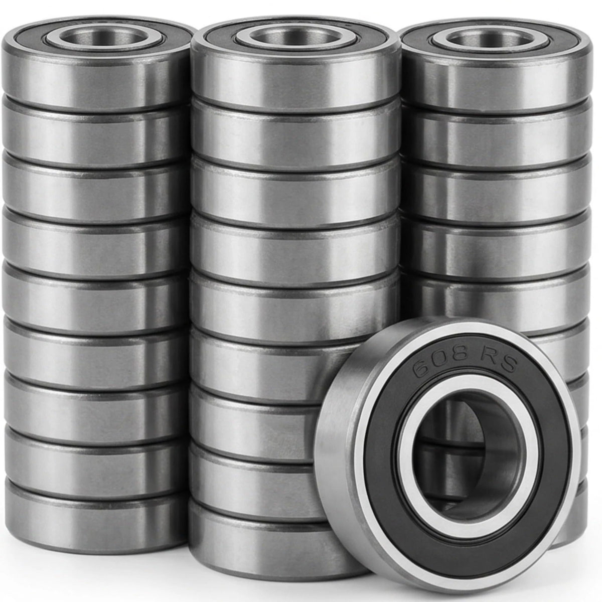 20 Pcs 608 Bearings 2RS, Premium Steel Sealed Deep Groove Bearings | 8x22x7mm Sk