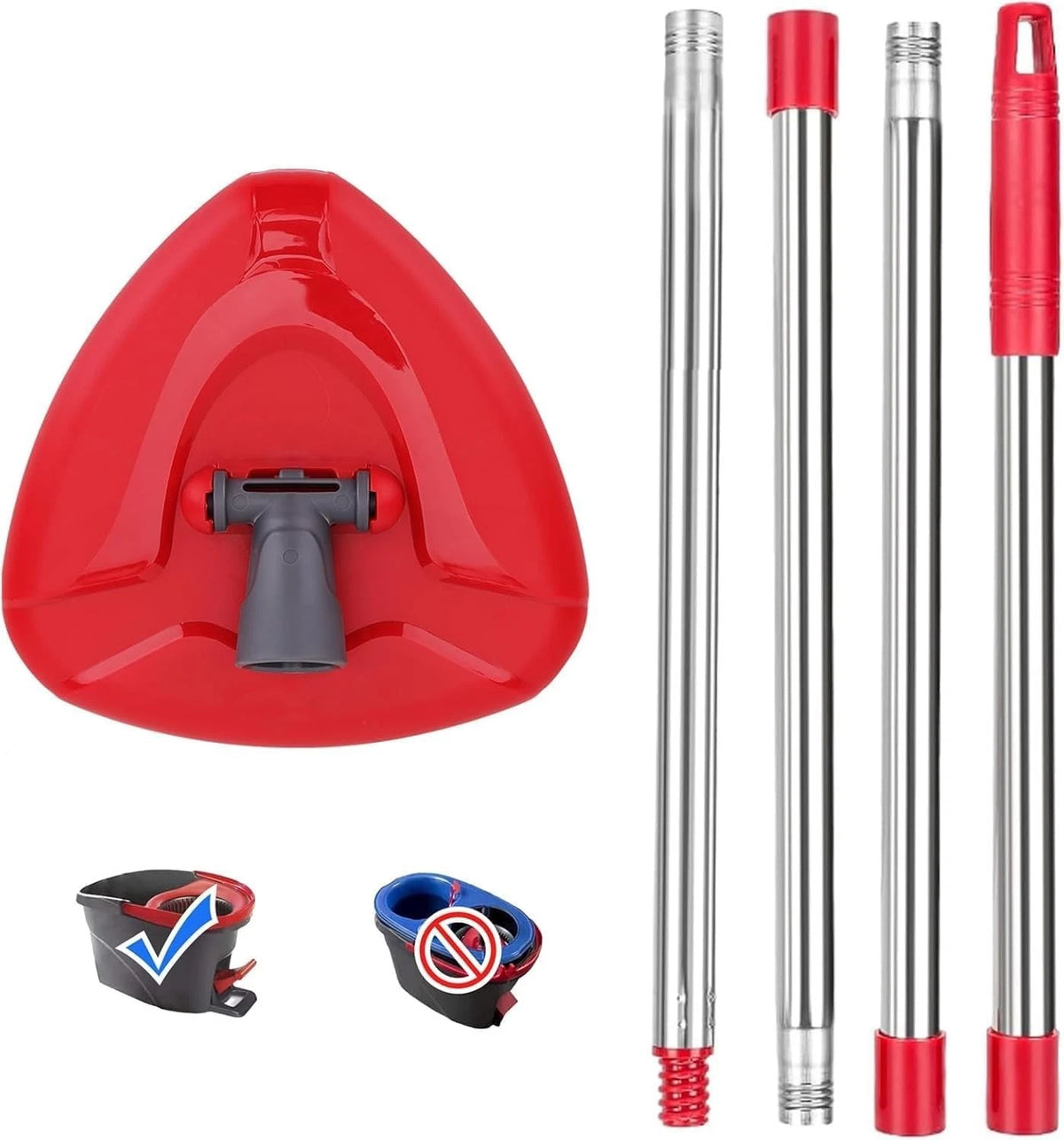 Spin Mop Head Base with Handle for Velida: EasyWring Rotating Triangle 1 Tank