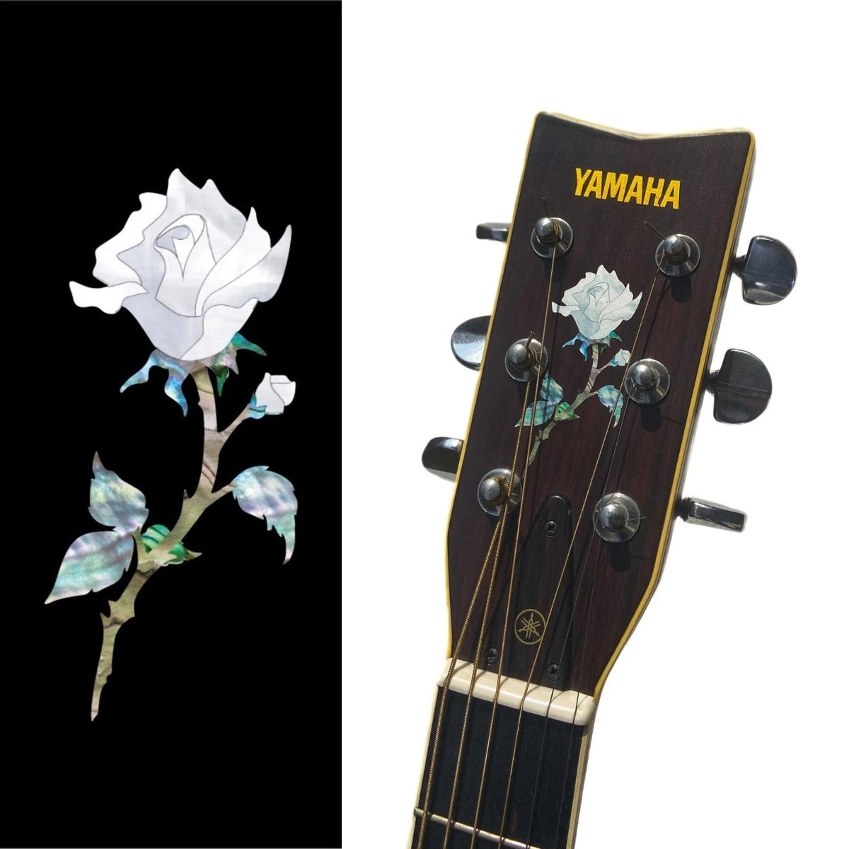Inlay Sticker Decal Guitar Headstock In Abalone Theme - Rose Vine