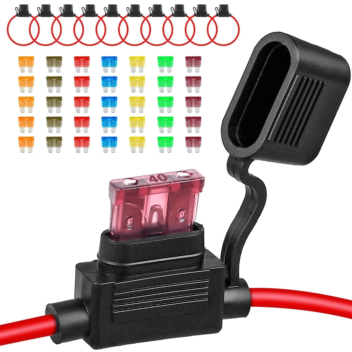 10 Pack Inline Fuse Holder 12V, Professional 12 AWG Waterproof Fuse Holder wi...