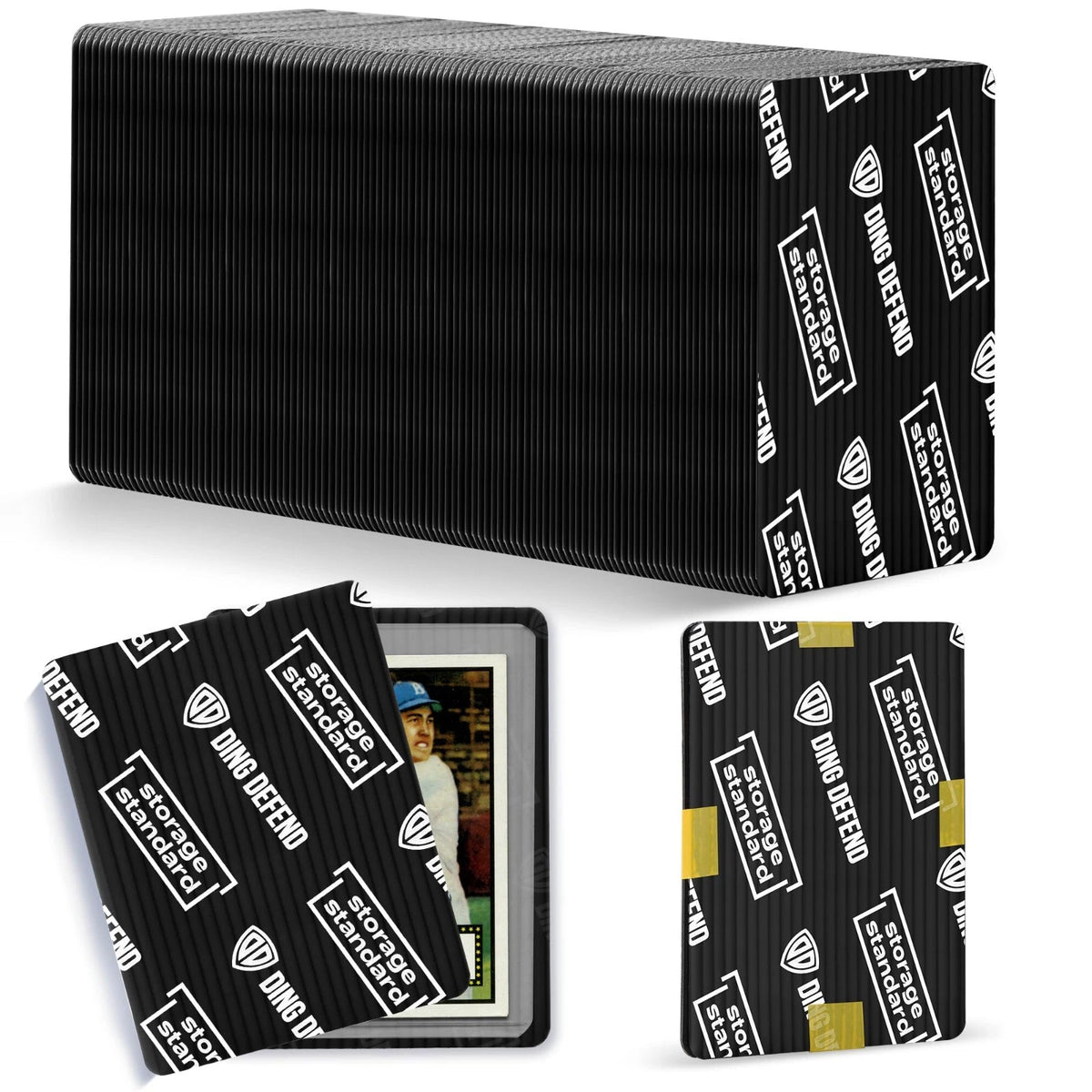Ding Defend 110 Pack Trading Card Protector Shipping 3.5 X 4.5 Inch Black Hobby