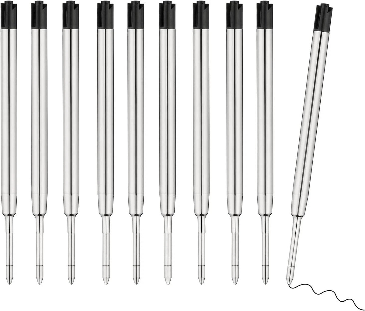 10 Pcs Replaceable Ballpoint Pen Refills, Black Ink Refill, 1mm Medium Refill Co