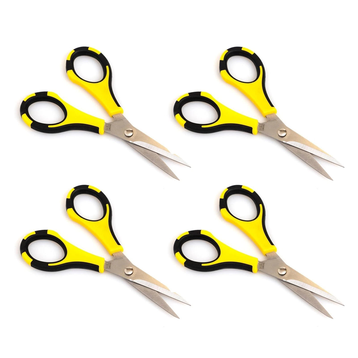 Ek Tools Cutter Bee Scissors 4 Pack, Black and Yellow, Multi Pack Scissors for