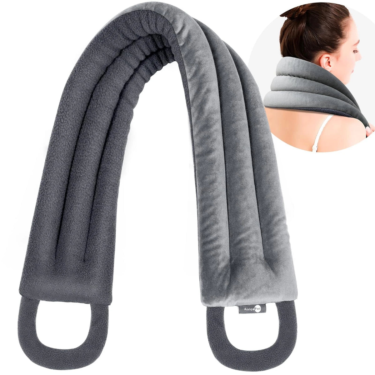 Microwave Neck & Shoulder Heating Pad 33x5"" Moist Heat Rice Bean Bag Grey