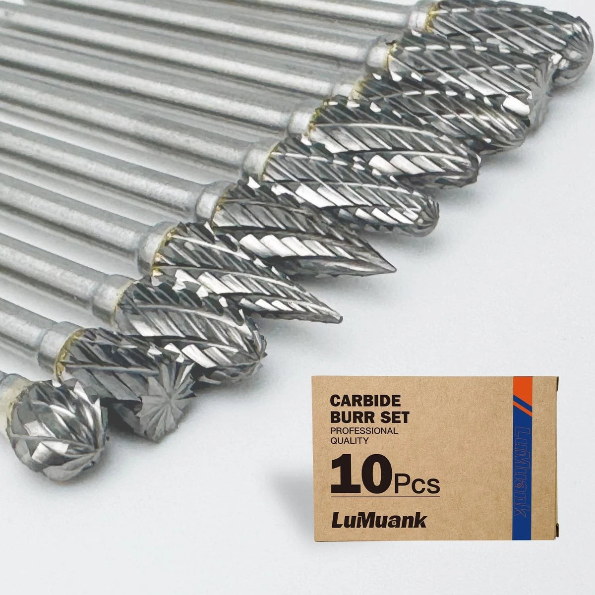 10Pcs Carbide Burr Bits Set Compatible with Dremel 1/8