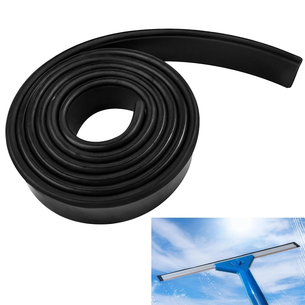 Premium Silicone Squeegee Rubber Replacement - 41in Roll | Versatile Black