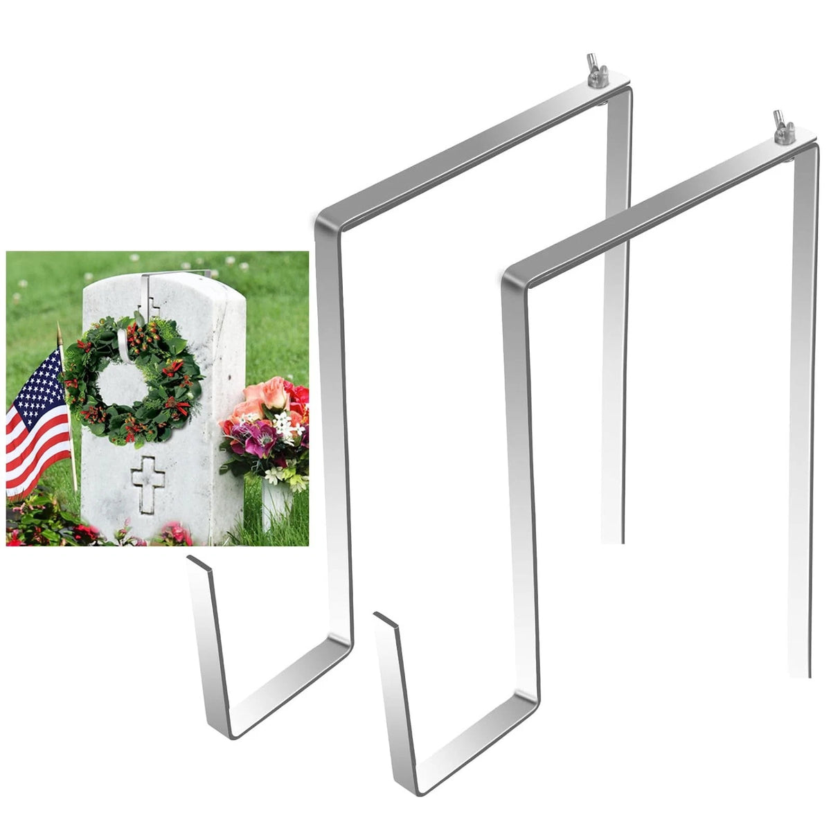 Headstone Wreath Hanger for Cemetery Wreath Holder for Marker Halloween Decorat