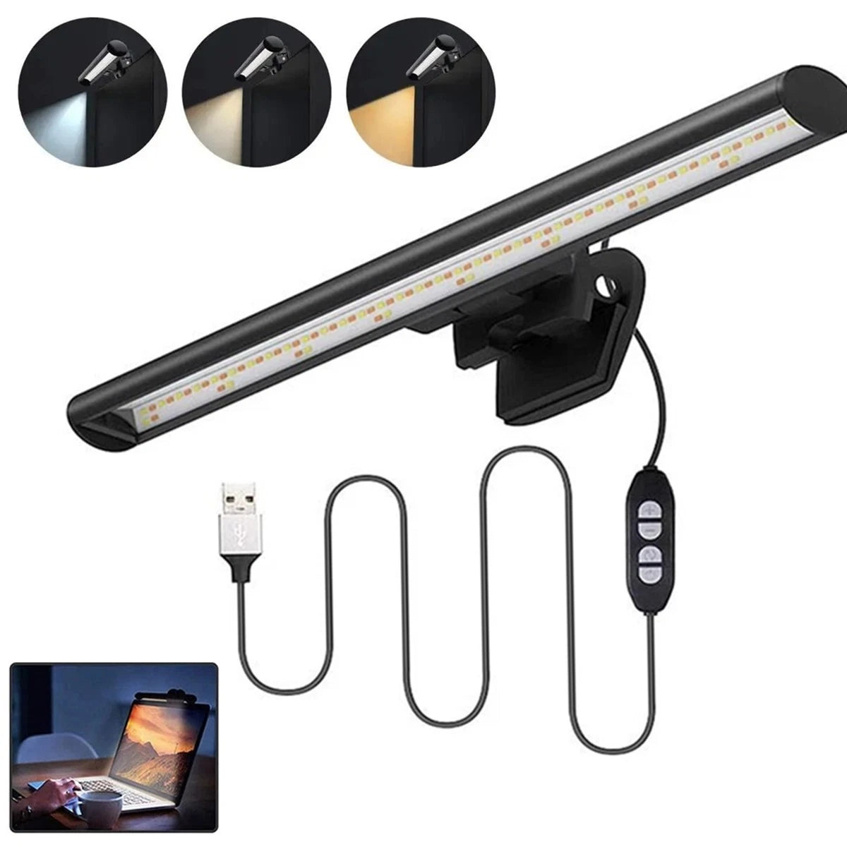 LED Screen Bar Light USB Computer Monitor Eye-Caring Reading Desk Lamp Dimmable
