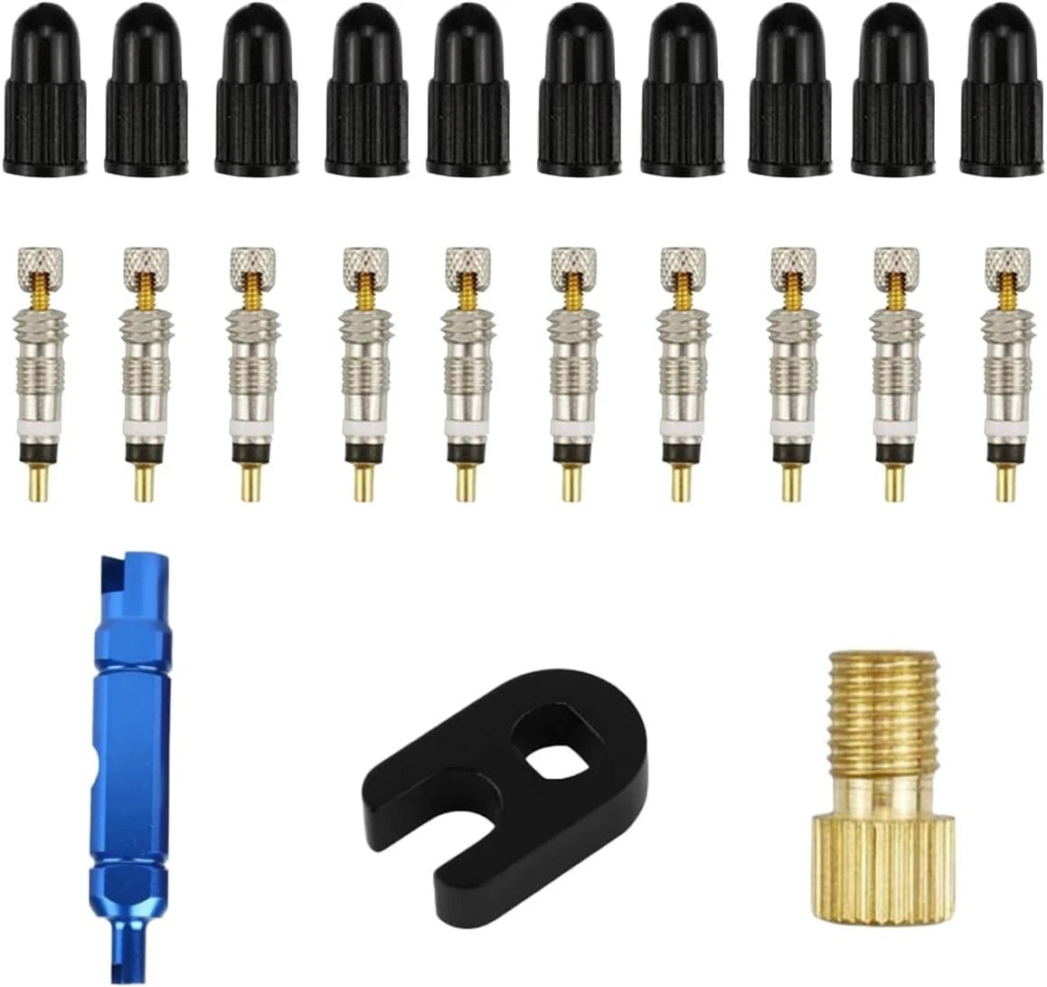 23PCS Presta Valve Core Repair Kit- Tubeless Adapter Bike Blue Free Shipping