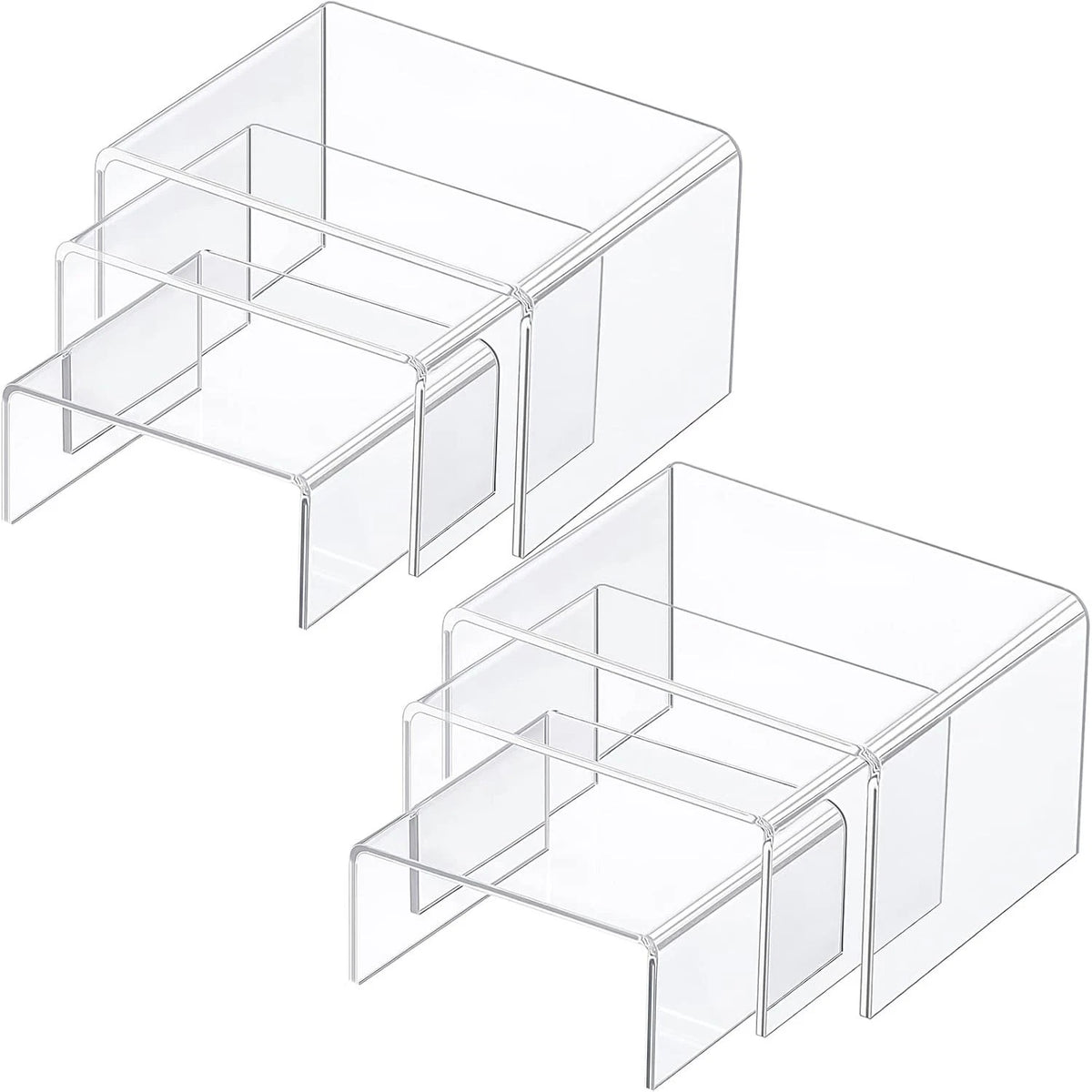 2 Sets Acrylic Display Risers, Product Stand, Jewelry Display Riser Shelf Showca