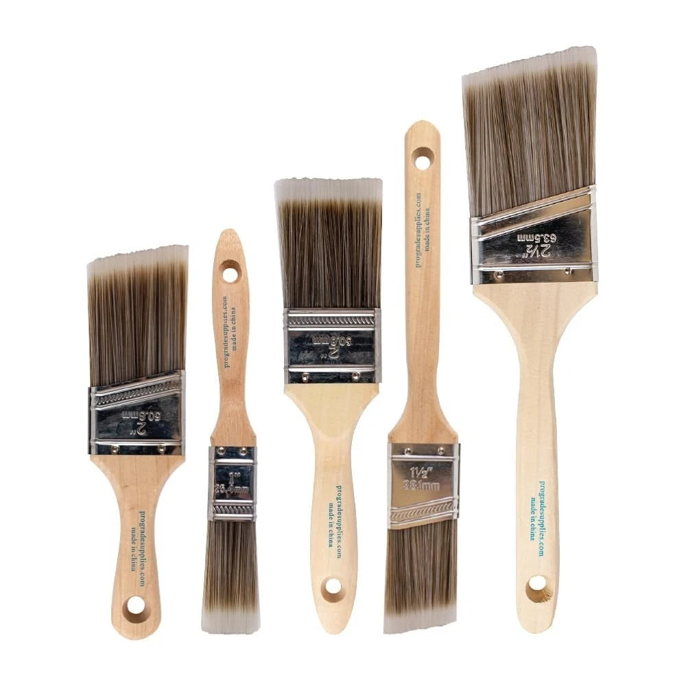 Paint Brushes, 5-Piece Paint Brush Set, Flat & Angle Brushes for Walls, Trim,