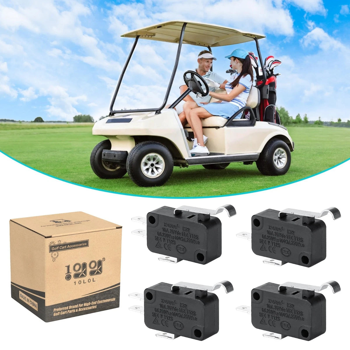 4 Pack Golf Cart Micro Switch 2 & 3 Prong for Club Car DS Precedent OEM # 101480