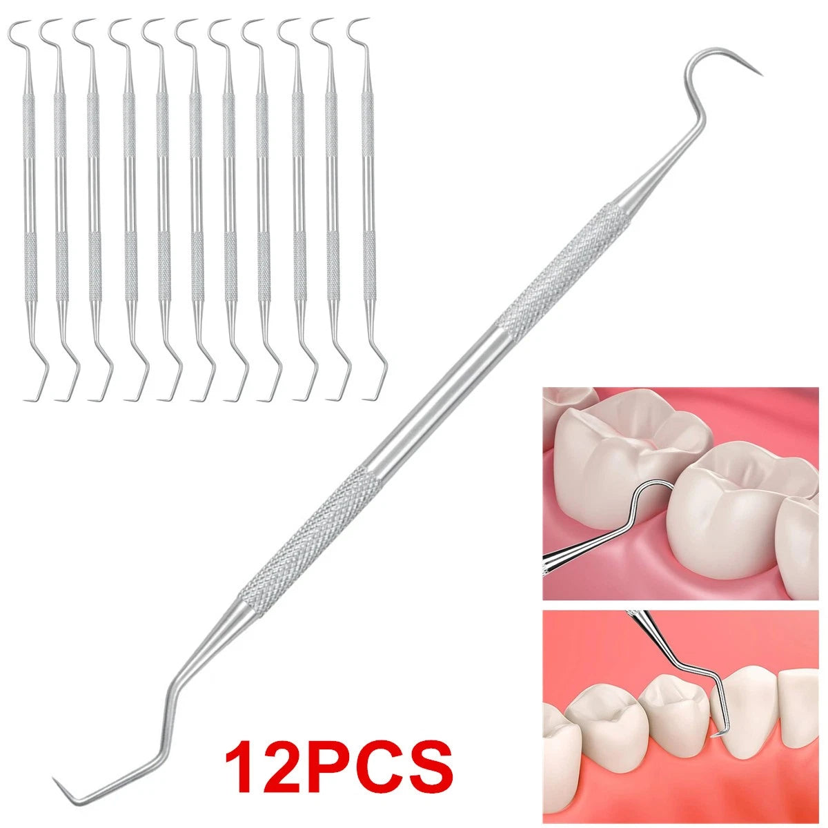 12 Pcs Dental Probe #5 Explorer Double Ended Denture Instruments German Grade US