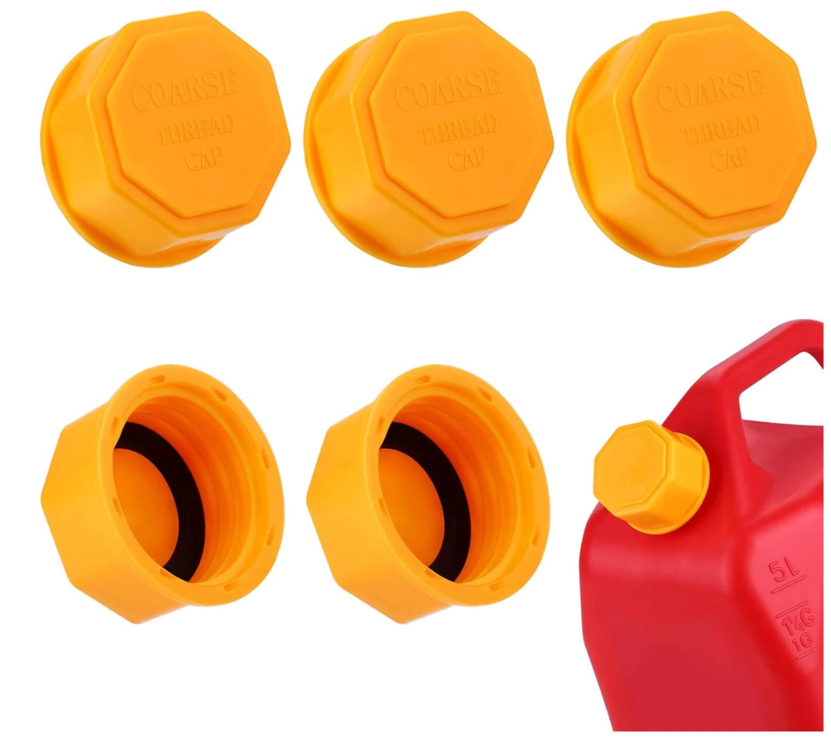 6PCS Gas Can Caps 5 Gallon Replacement Universal Coarse Thread Gas Cap
