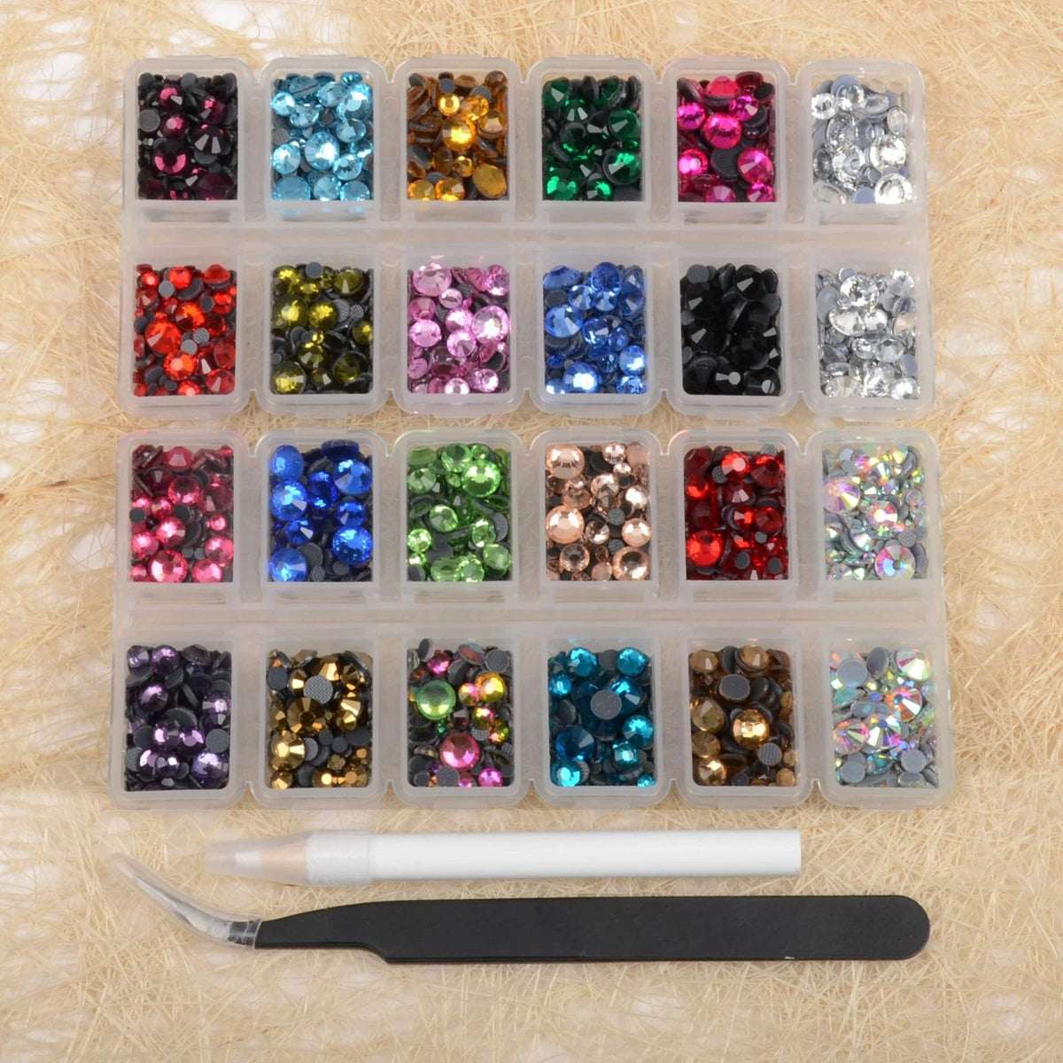 6800+PCS Mixed 5 Sizes Flatback round Glass Hotfix Iron Rhinestone