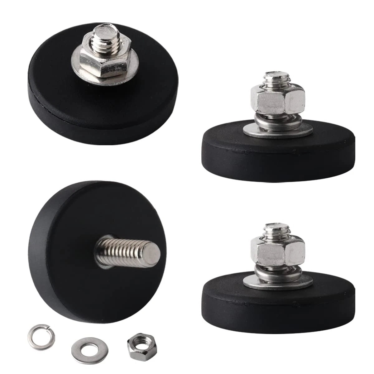 4Pcs Rubber Coated Heavy Duty Mounting Magnets - M6 Male Thread, Fixing Lights,