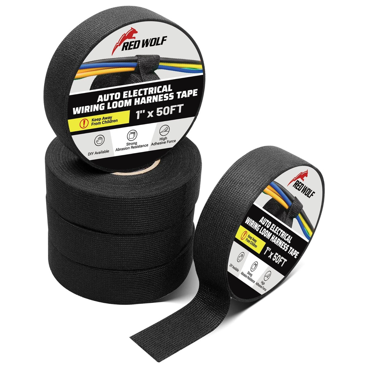Wire Tape 1 Inch 50 FT High Temp Wiring Loom SelfAdhesive Felt Cloth Electric...