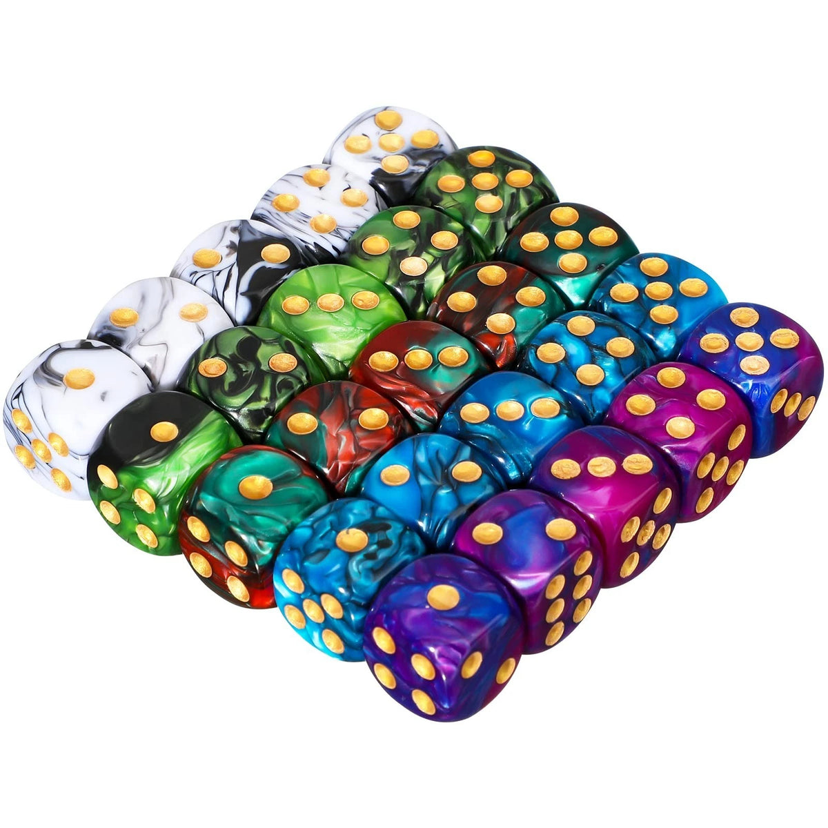 25 Pieces Colored Dice 6 Sided Dice Set, 6 Sided Standard Dices with Black Draws