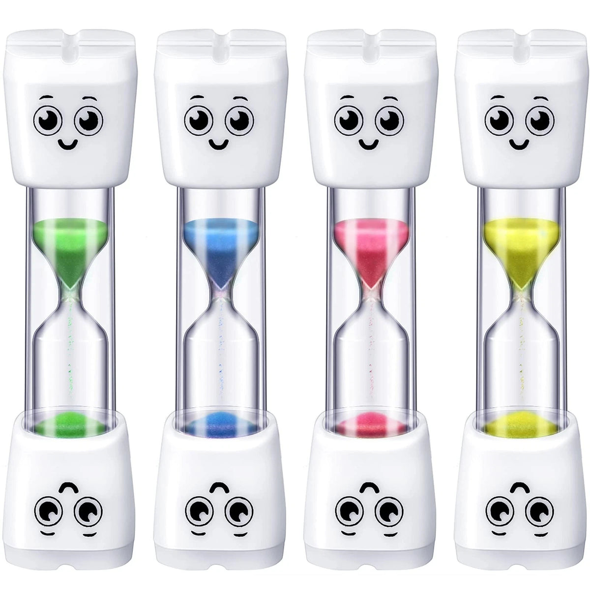 4 Pieces Toothbrush Timer for Kids 2 Minute Sand Timer Smile Pattern Tooth Brush