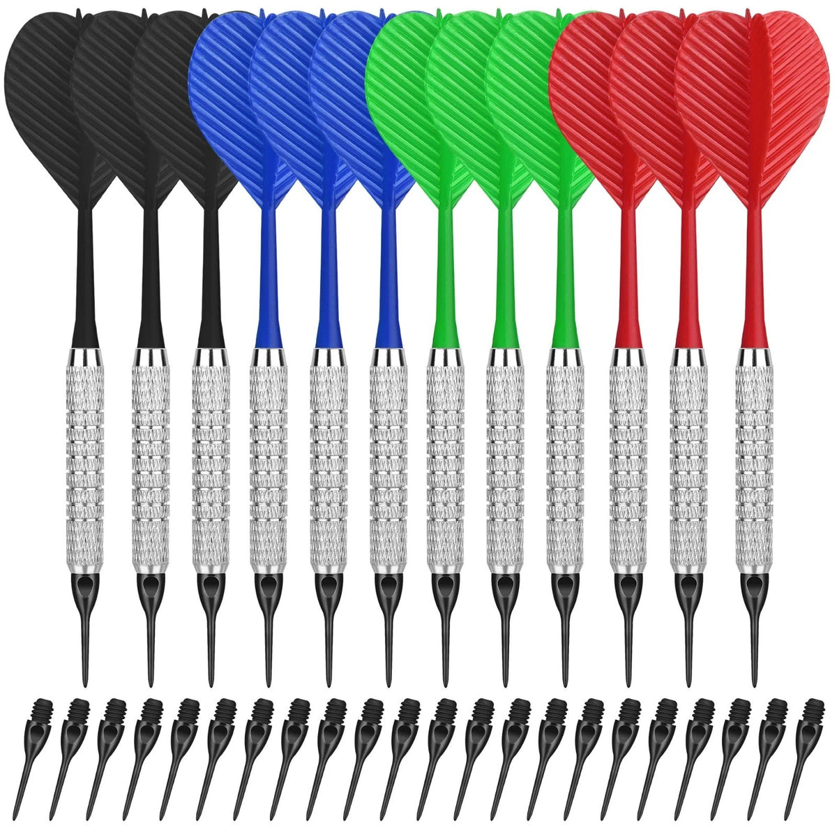 Plastic Tip Darts,12Pcs Soft Darts Set with 100 Plastic Tips for Electronic Dart