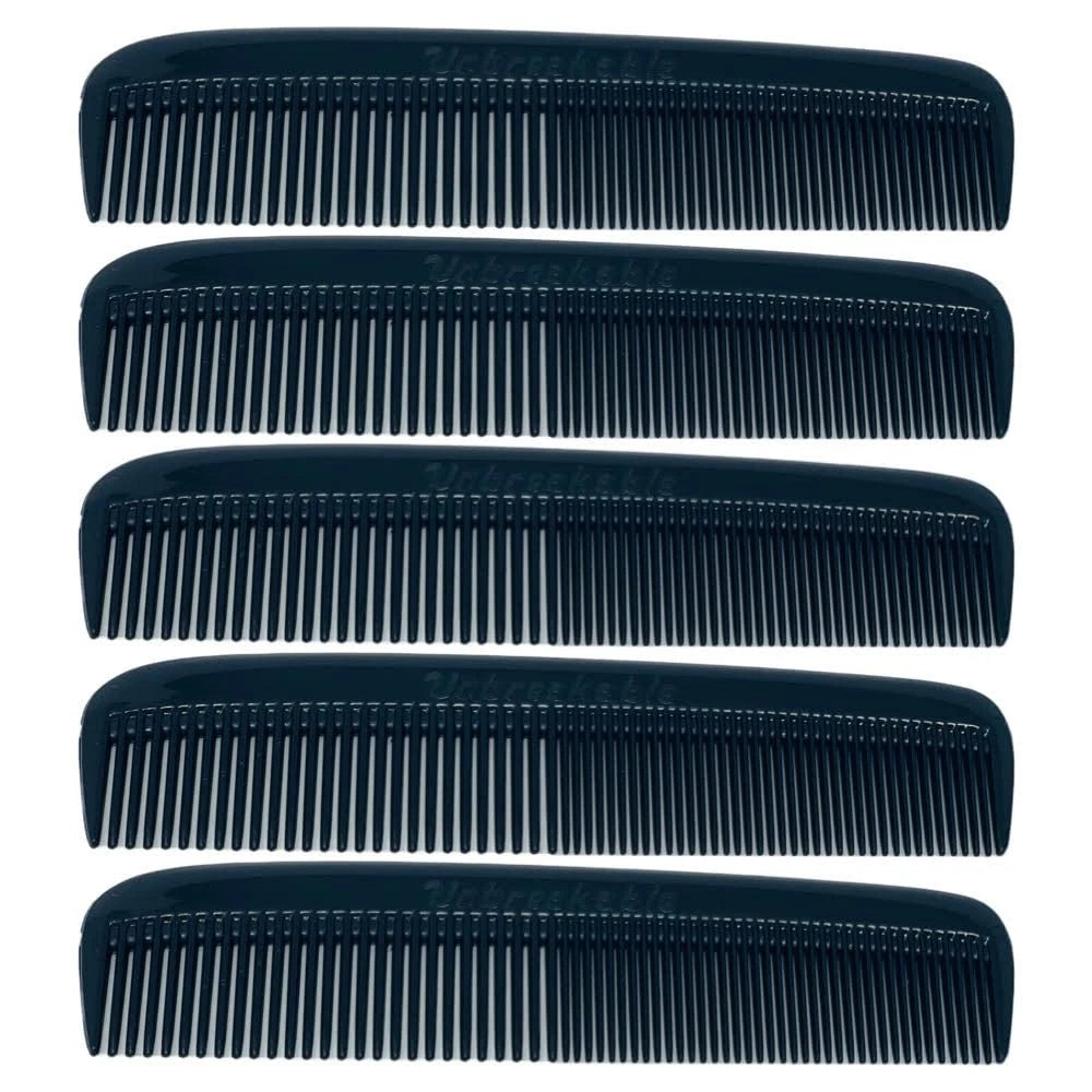 GENTS (5 Pack) Pocket Comb Black Unbreakable Round Teeth Course Fine Pocket
