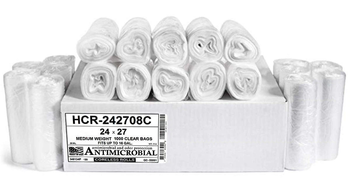 Aluf Plastics - HCR-243308C 12-16 Gallon Clear Trash Bags 1000 Count - 24