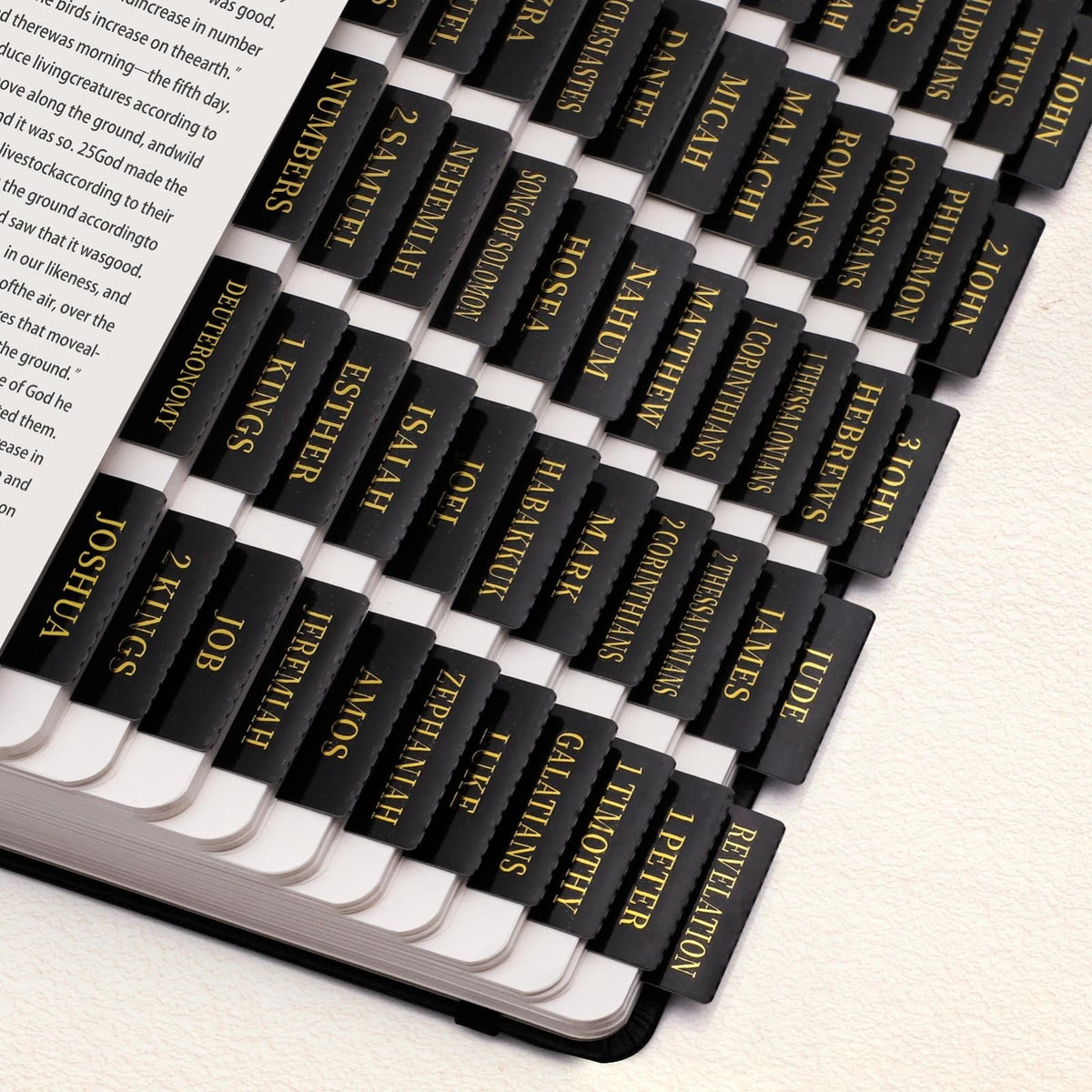 Bible Tabs Set for Old & New Testament with Apocrypha - Black