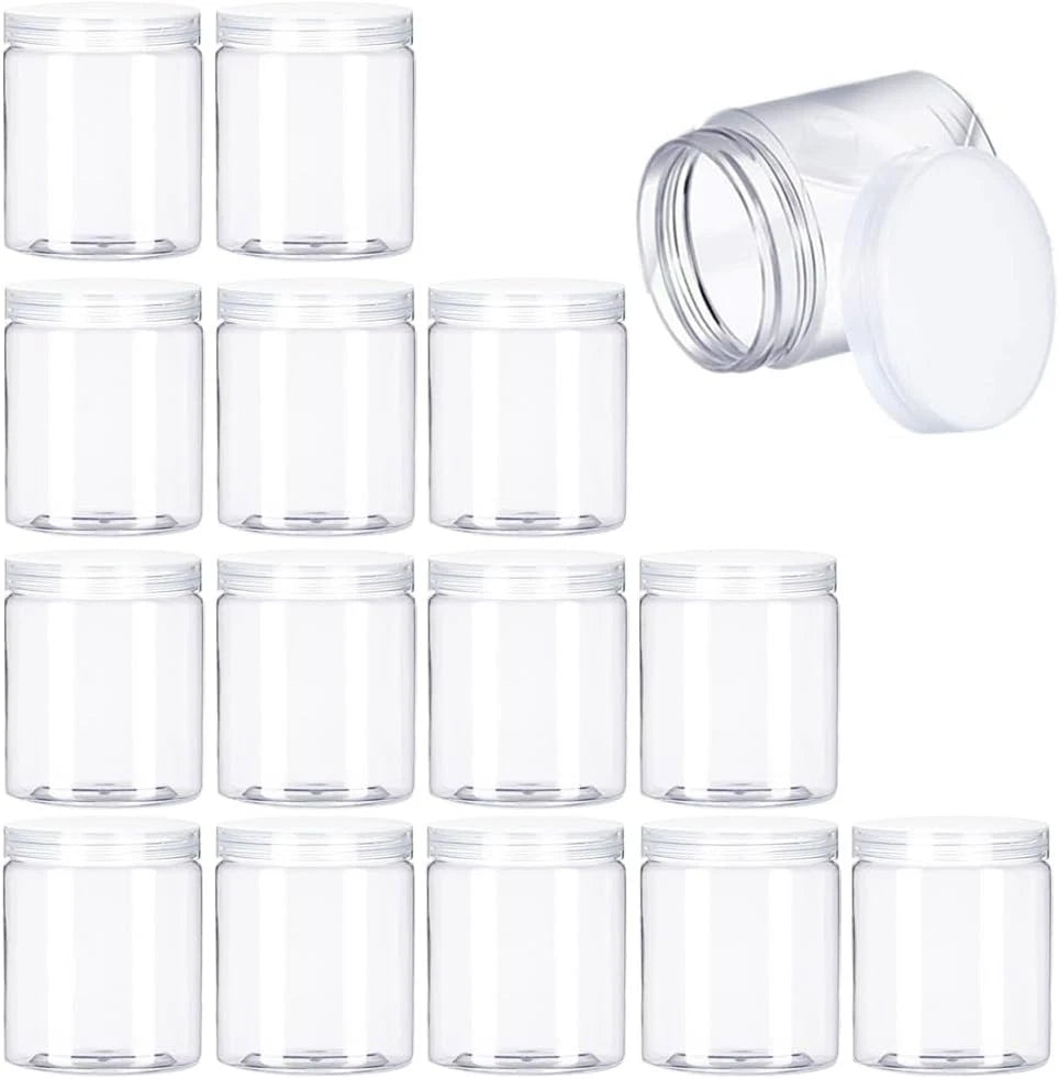 15 Pack 6Oz Clear Plastic Jars Wide-Mouth Storage Containers,Refillable Empty Co