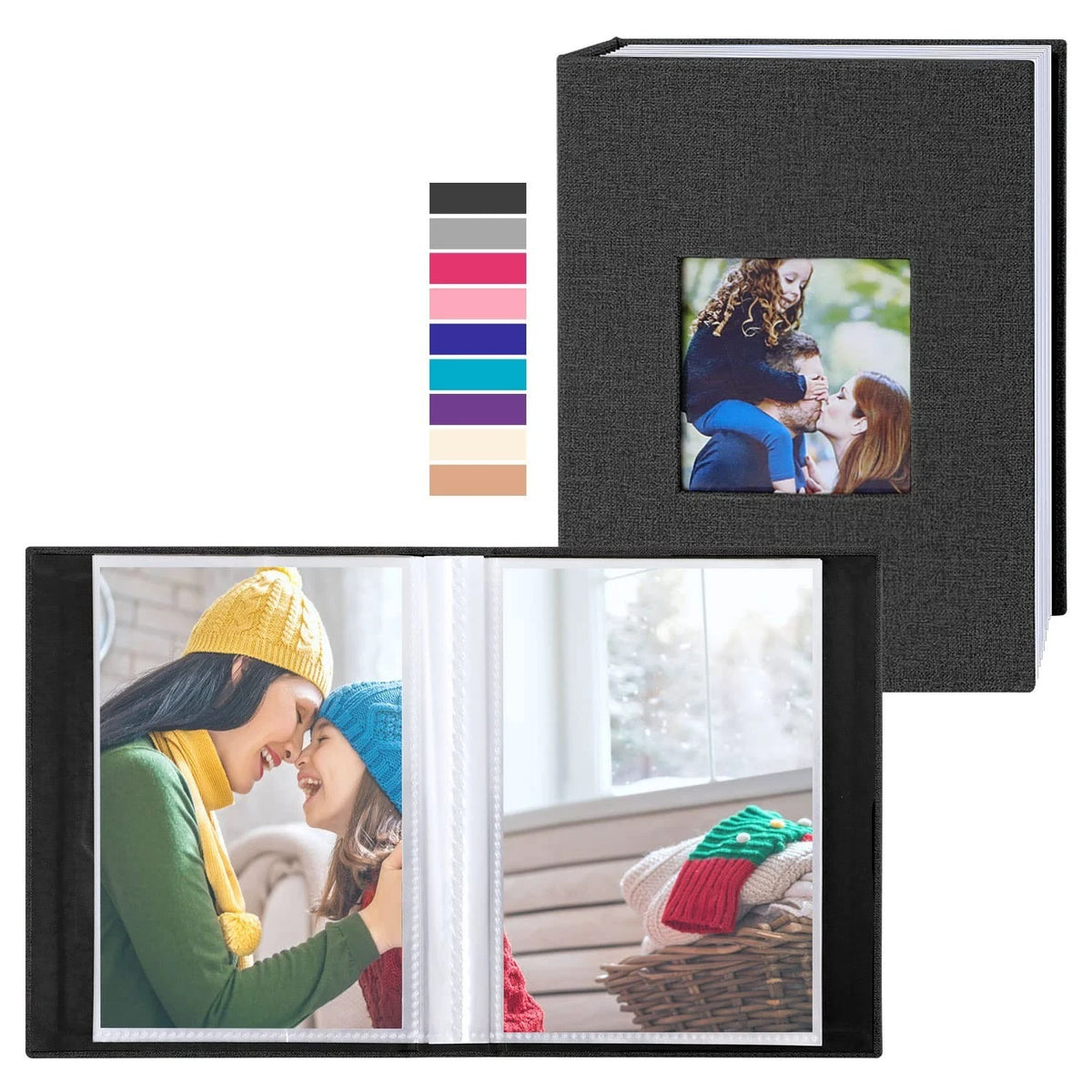 Photo Album 4X6 100 Pockets 2 Packs, Small Mini Capacity Linen Photo Album Bulk