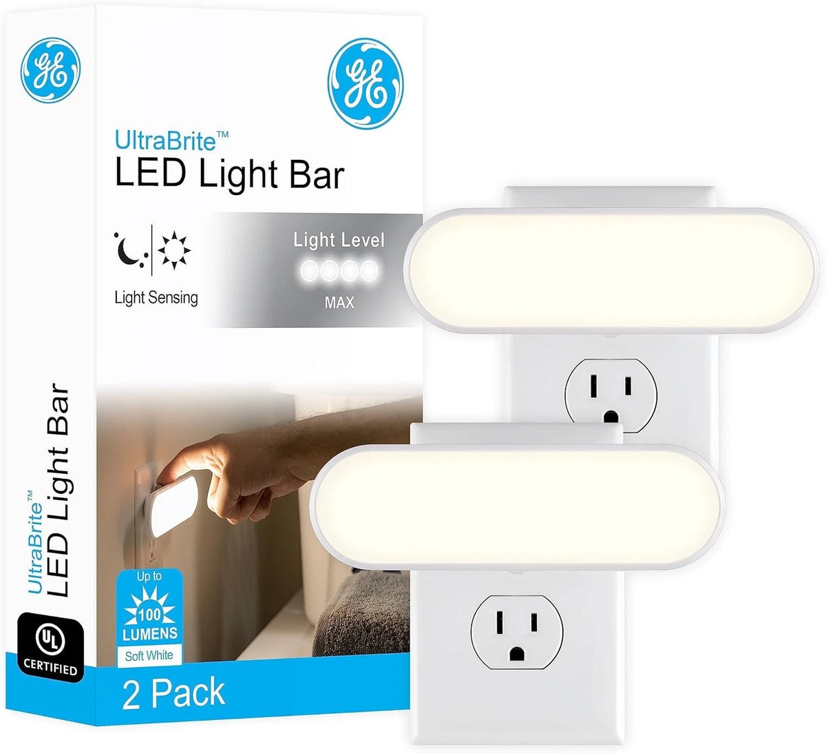GE Ultrabrite LED Light Bar Night Lights Plug into Wall Room Decor Ambient Light