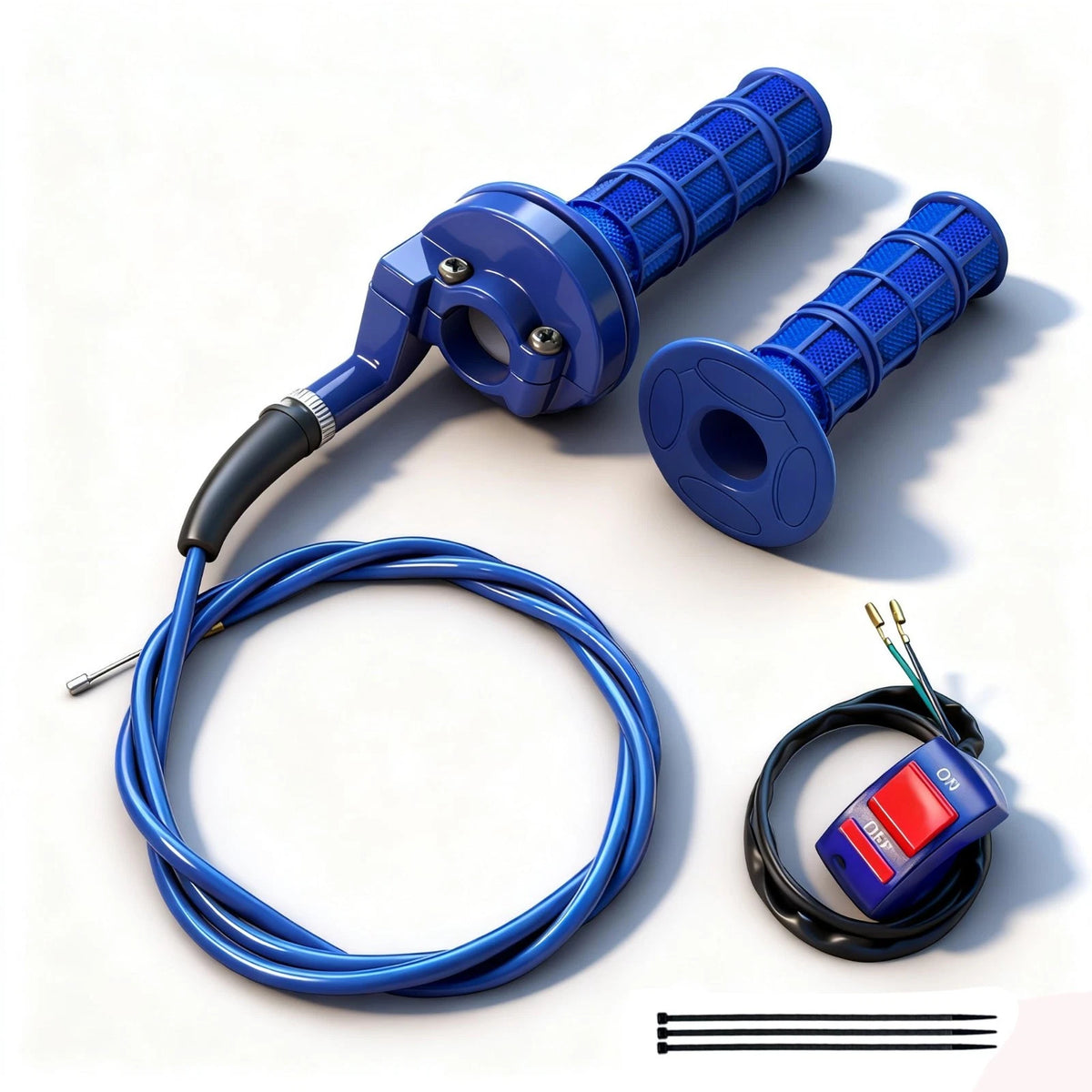 22mm 7/8 Inch Twist Throttle Handle Grip Kit 120cm Cable Pit Dirt ATV Bike Blue