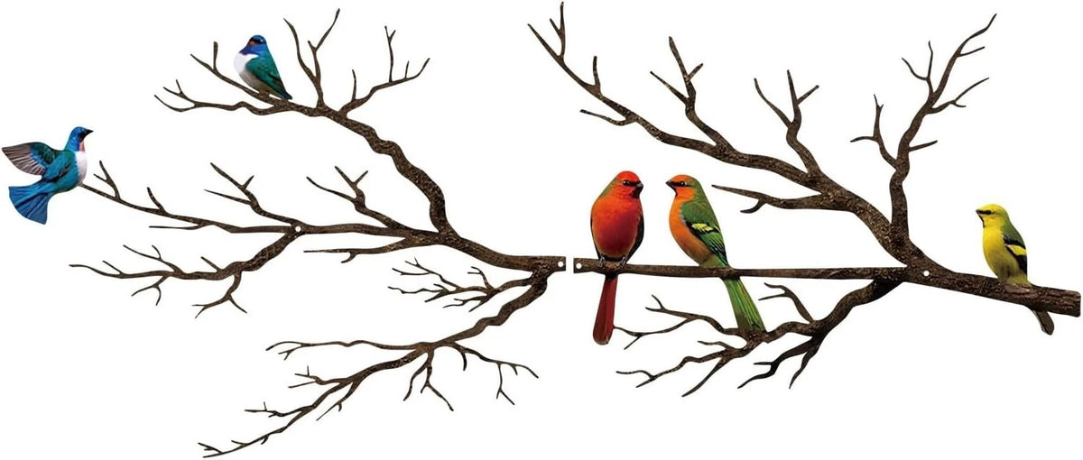 ESTART Metal Birds Wall Art, Metal Vivid Birds on Branch Silhouette Wall Deco...