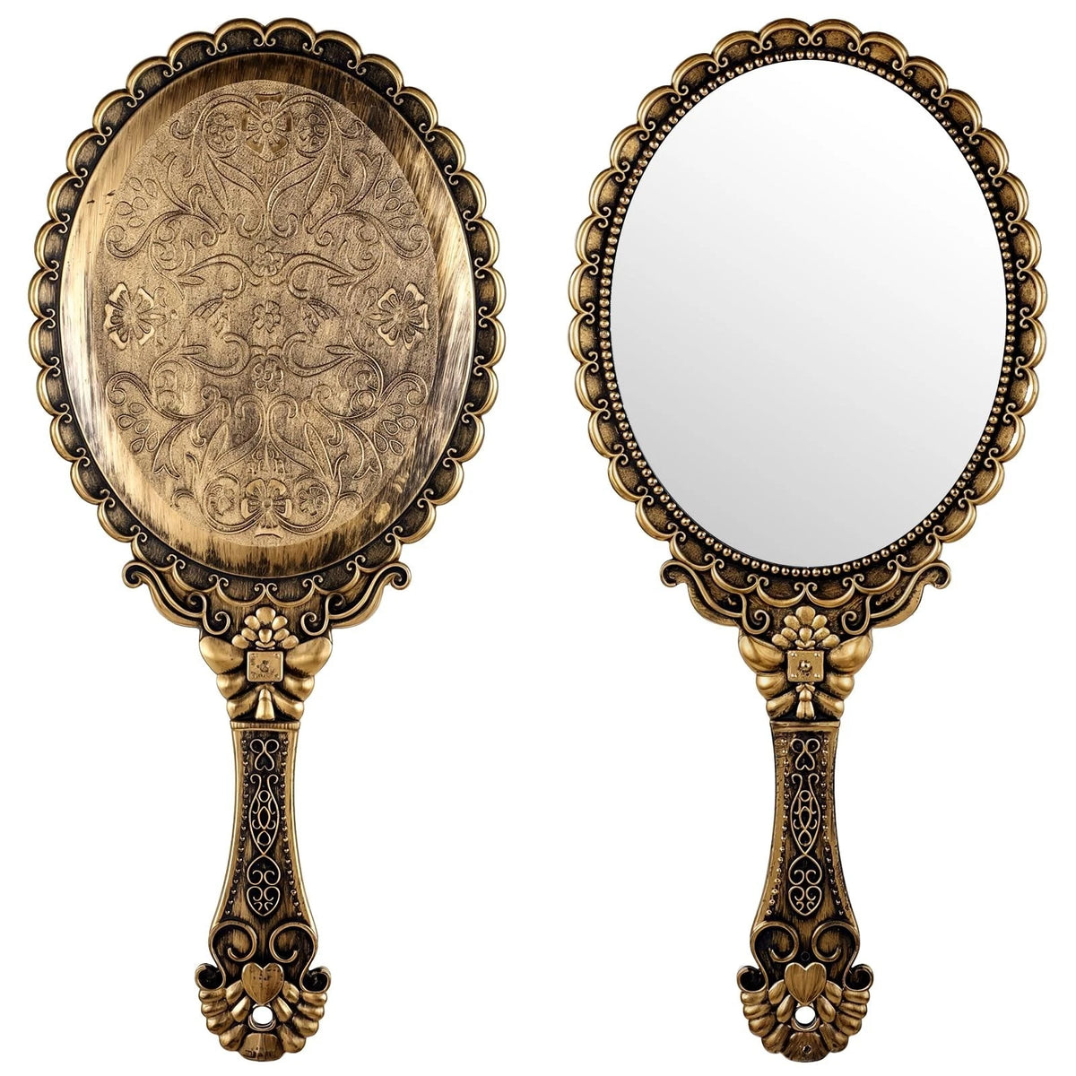 Exircy Vintage Hand Mirrors with Handle, Vanity Handheld Makeup Mirror Elegant H