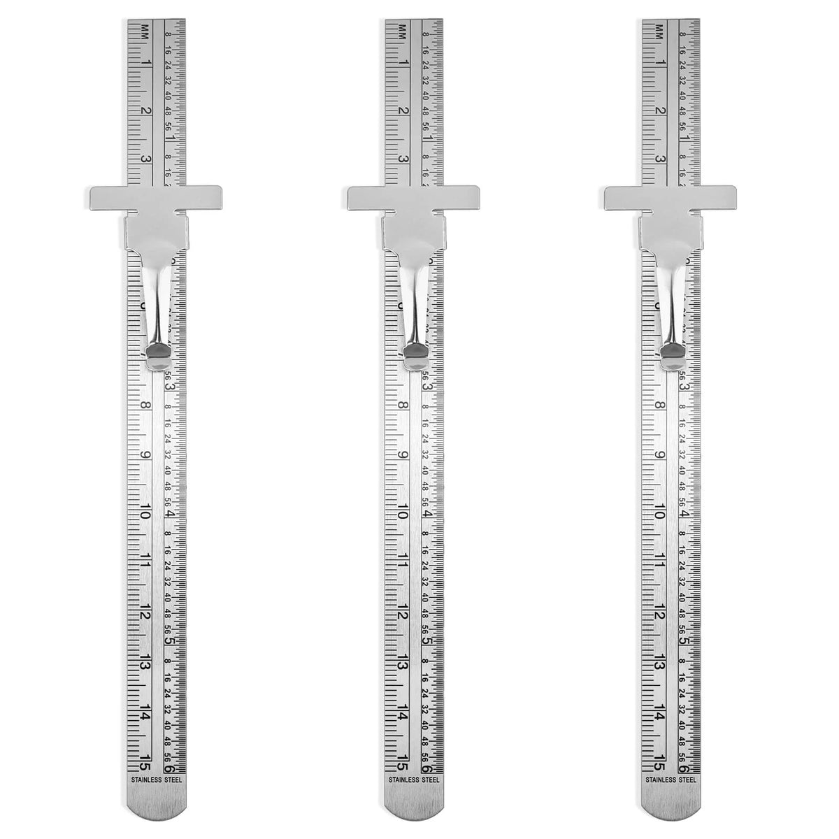3 Pack 6 Inch Pocket Ruler Metric Stainless Steel Pocket Rulers Machinist Ruler