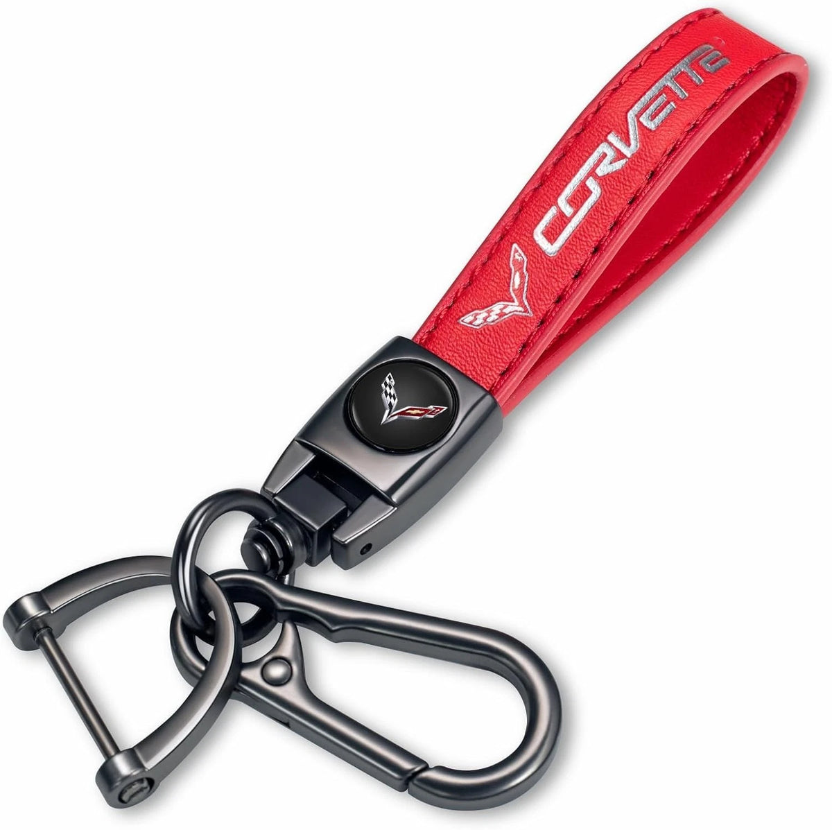 Genuine Leather Car Keychain for Corvette with Key ring Accessories Key Chain fo