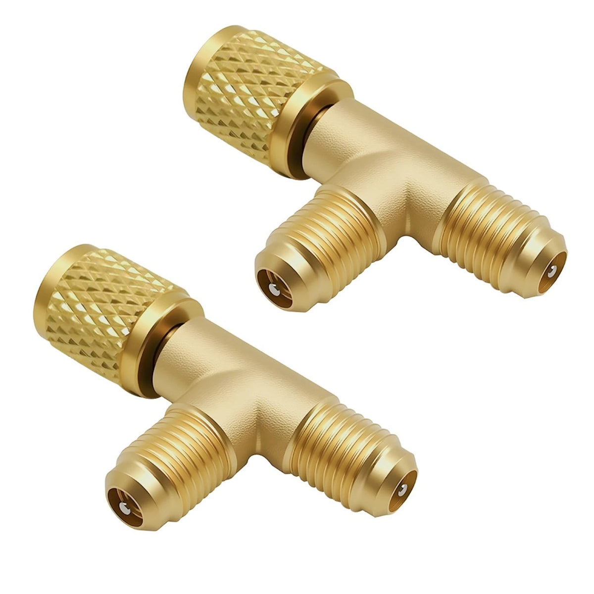 2PCS 1/4in Valve Tee Adapter, HVAC Tools, Valves Core Tee Adapter Brass