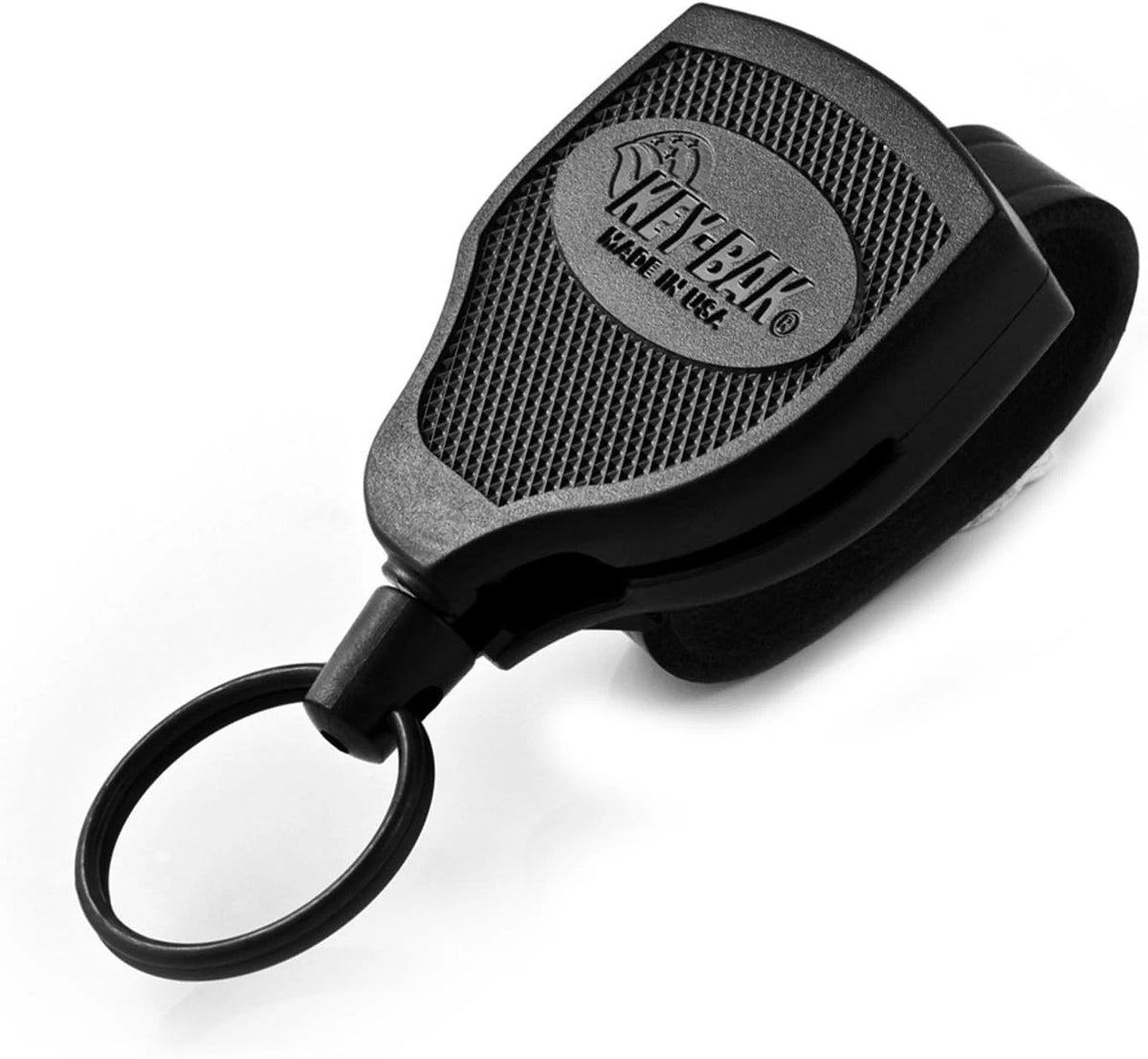 KEY-BAK SUPER48 Locking Retractable Keychain, Durable Polycarbonate Case, Leathe