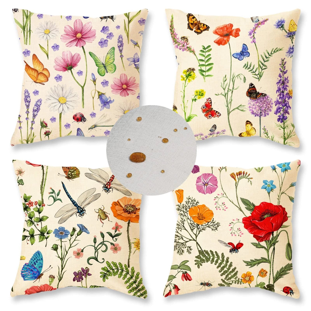 Spring Summer Outdoor Waterproof Pillow Covers Set of 4 Floral Farmhouse Throw P