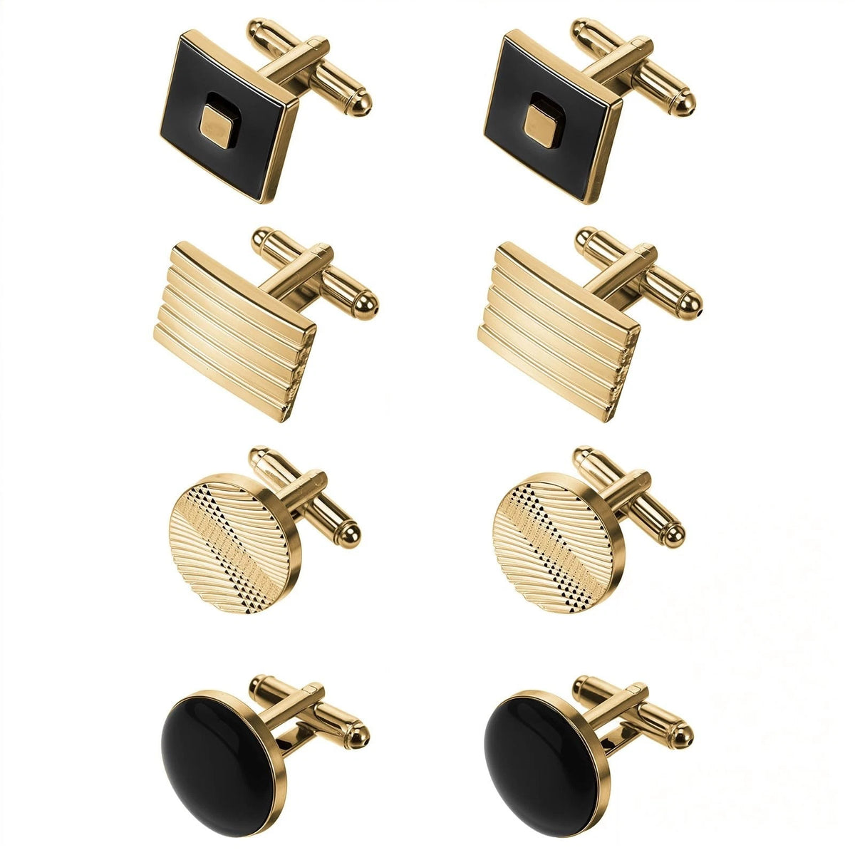 4 Pairs Cufflinks for Men Classic Tone Cuff Links Fashion Men Cufflinks Gold Str