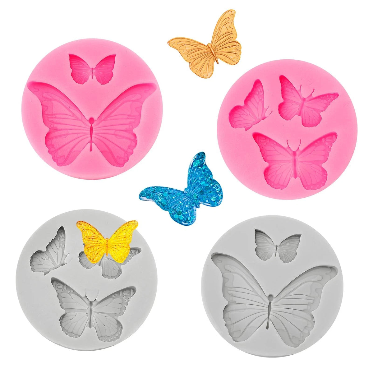 4 Pcs Butterfly Silicone Molds Mini Butterfly Fondant Mold Cute Soap Epoxy Resin