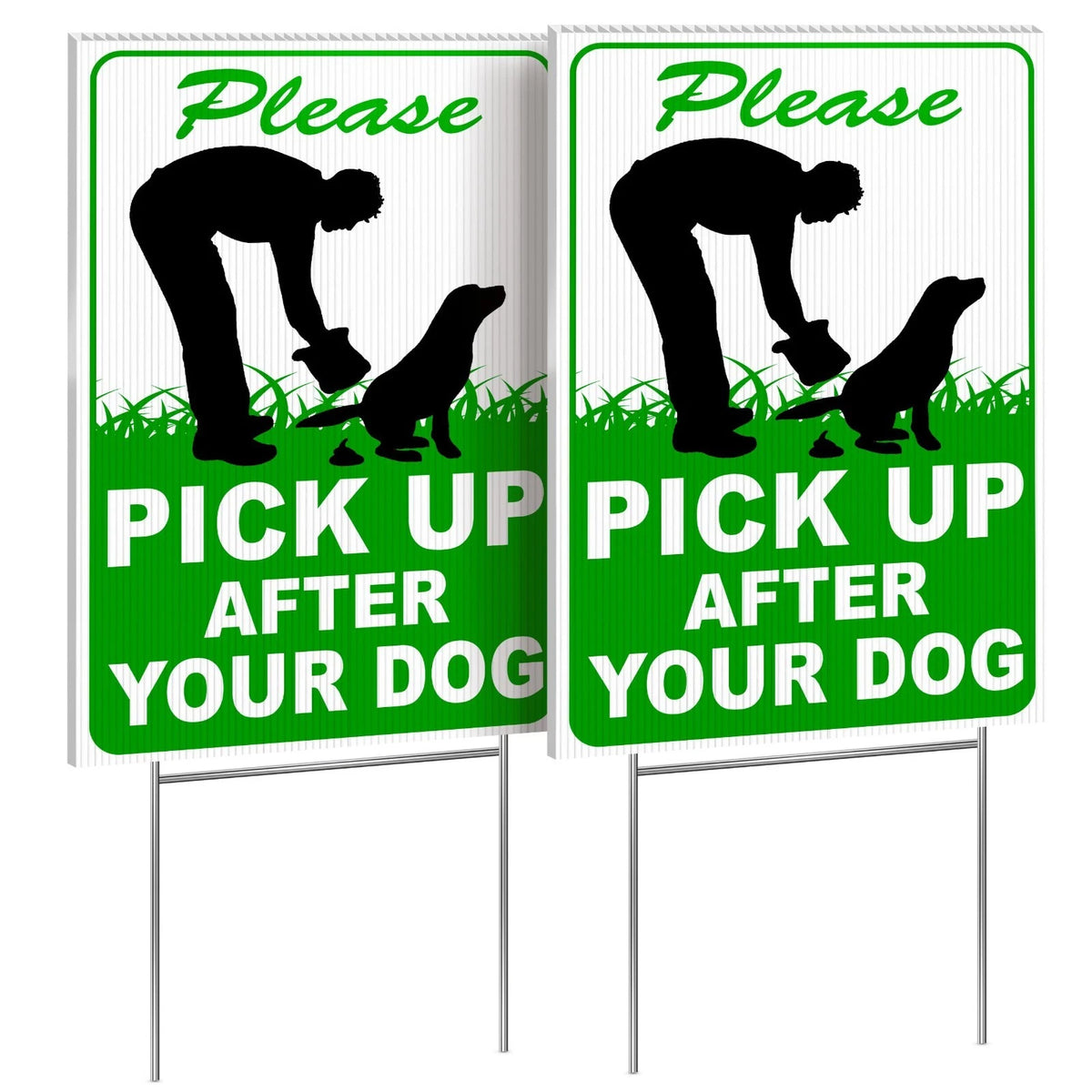 2 PC Please Pick up after Your Dog Sign - 8X12 Double Sided Coroplast No Dog