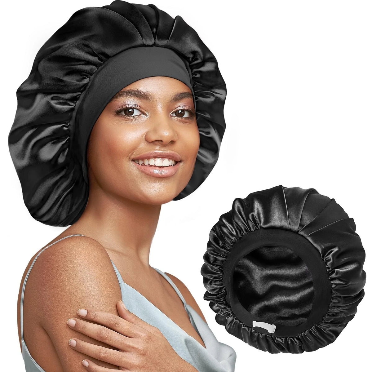 22 Momme 100% Real Mulberry Silk Bonnet for Sleeping Women, Large Hair Care B...