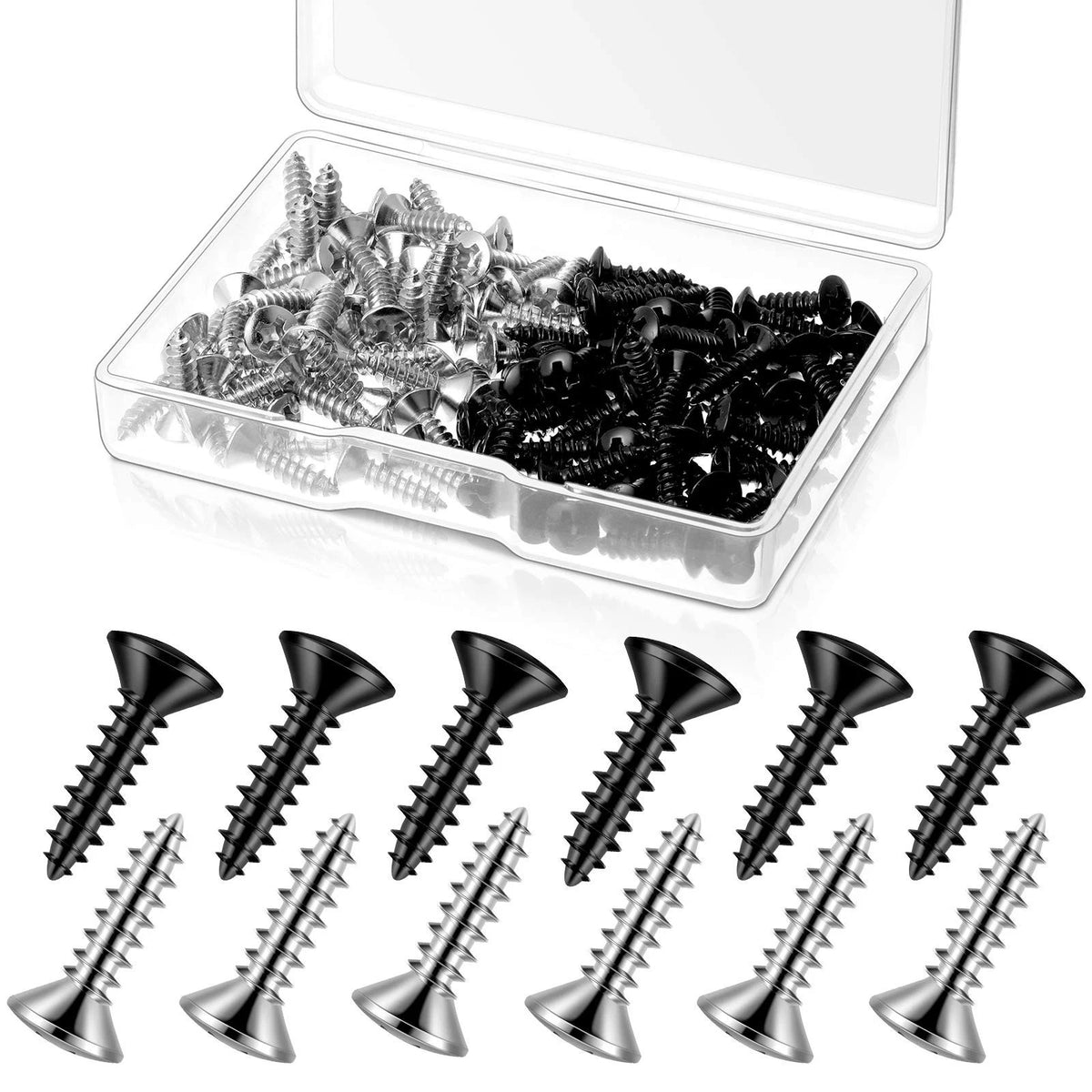 100 Pack 3mm Guitar Pickguard Screws Bass Mounting Replacement Screws Black Silv